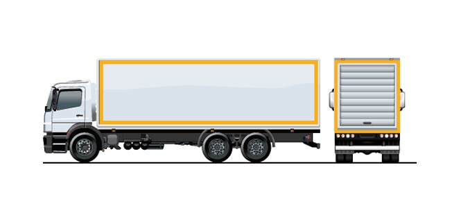 Truck showing ECE104 conspicuity tape placement

