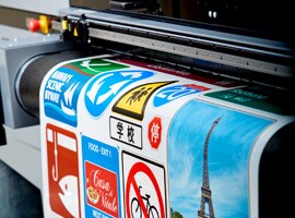 Traffic sign sheeting in a printer