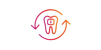 Icon of tooth with bracket encircled by cyclical arrows
