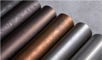 Various metal-textured architectural finishes
