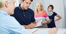 People discussing risk adjustment

