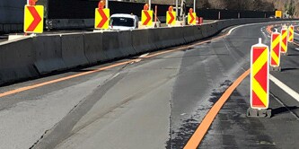 Temporary road works signage and markings
