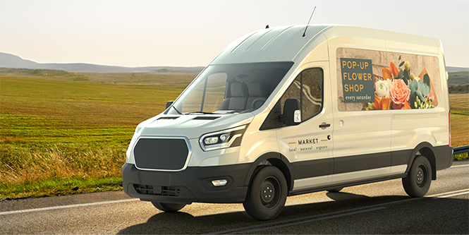 White vehicle with Envision Print Film pl50mc-10
