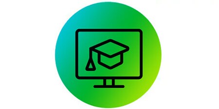 Computer with graduate hat icon
