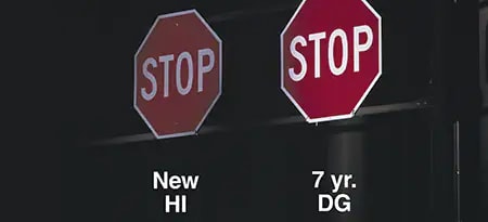 Road sign reflectivity comparison
