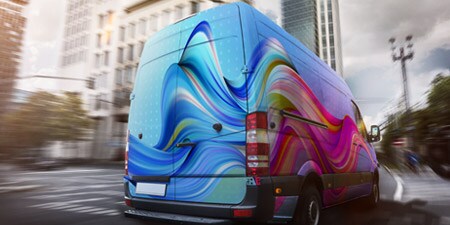 Car wrap colors on a van
