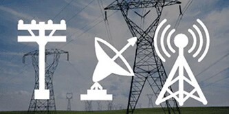 Image showing faded out telecommunications background with 3 white icons added
