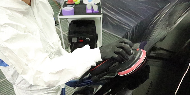 Video3M Clean Sanding System in use.
