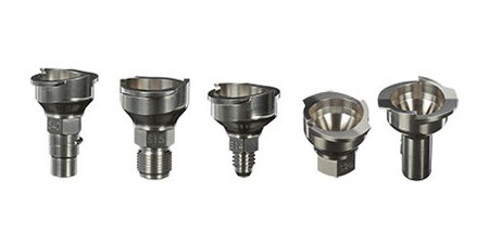 five adapters on a white background
