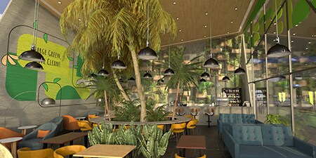 Ev charging station desinged with architectural finishes products.
