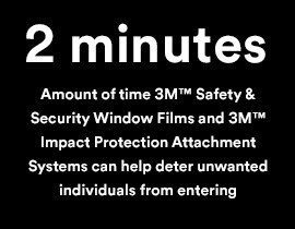 3M™ Safety&Security Window Films and  3M™ Impact Protection Attachment Systems protect from break-in