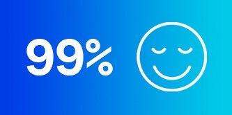 99% with icon showing a happy face

