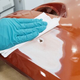 Cleaning the repair area using a professional wipe
